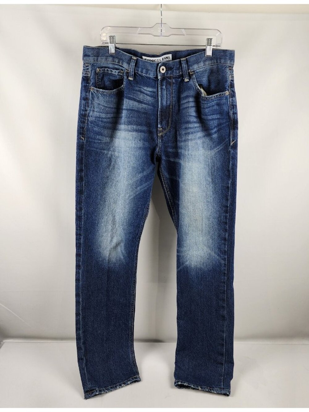 Express Jeans Mens 36x33 Blue Rocco Slim Fit Slim Leg Dark Wash Denim